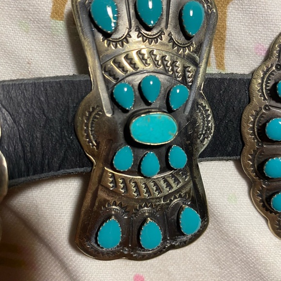 Blue and Silver Floral Belt with Turquoise Accents main image 8